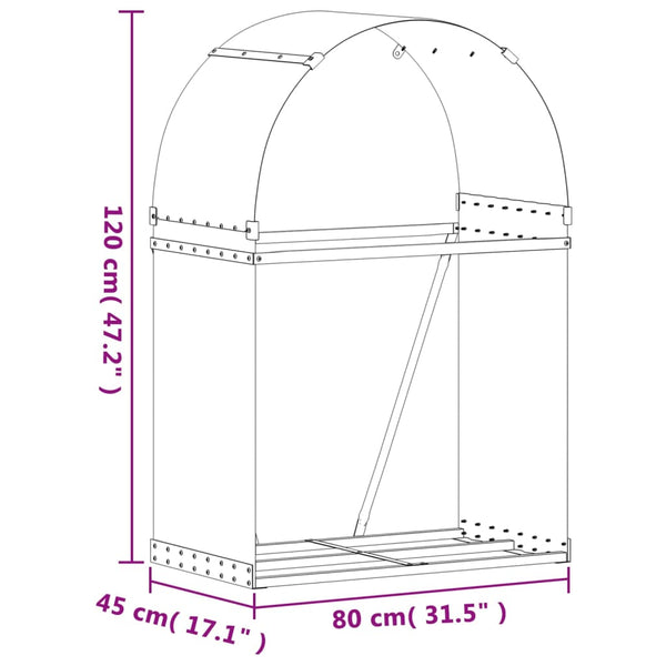 vidaXL Bûcher imitation bois 80x45x120 cm Acier galvanisé