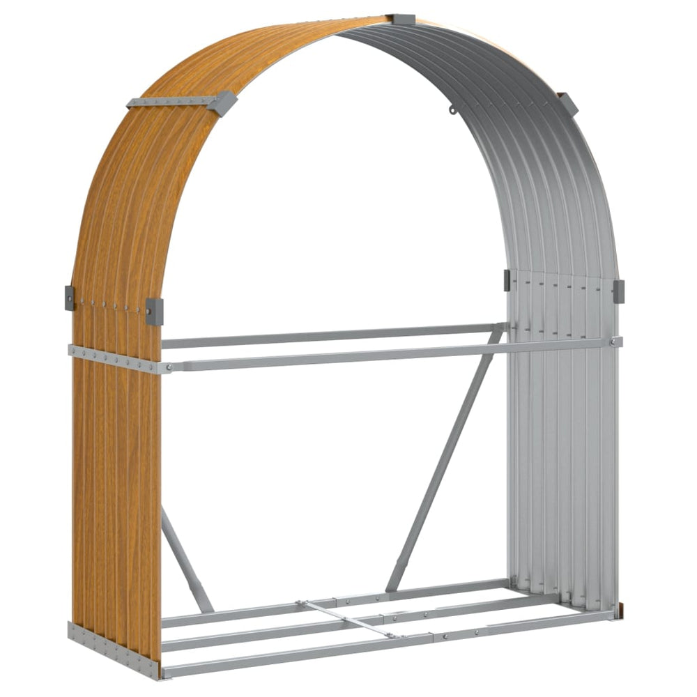 Kaminholzregal aus Stahl in Holzoptik