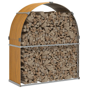 Kaminholzregal aus Stahl in Holzoptik