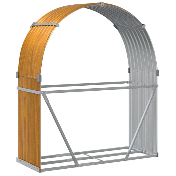 Kaminholzregal aus Stahl in Holzoptik