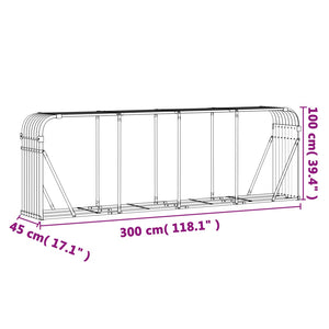 Kaminholzregal Holzoptik 300cm Verzinkt