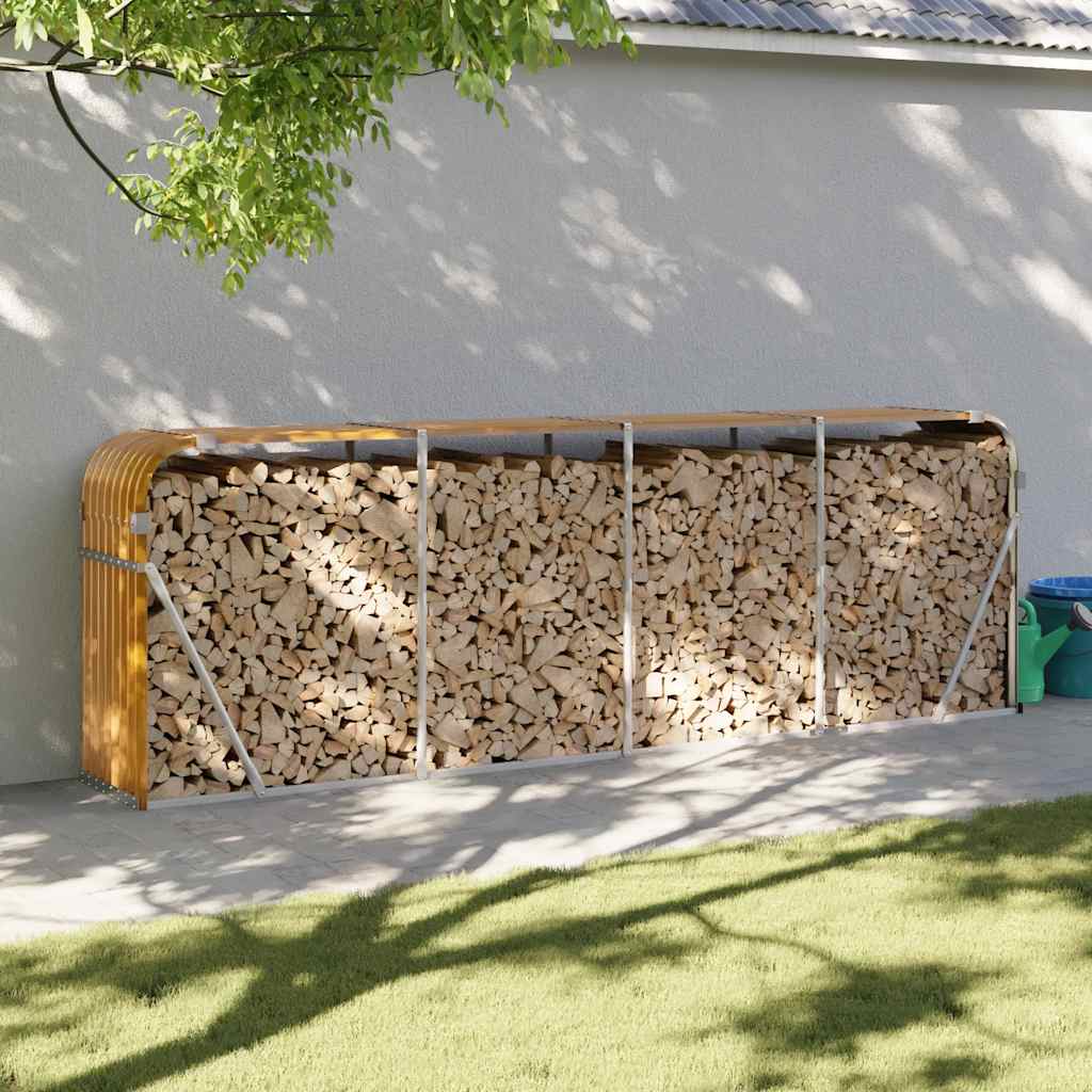 Kaminholzregal Holzoptik 300cm Verzinkt