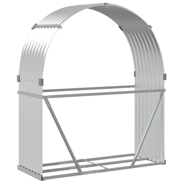 Kaminholzregal Silber Verzinkt 120x45x140cm