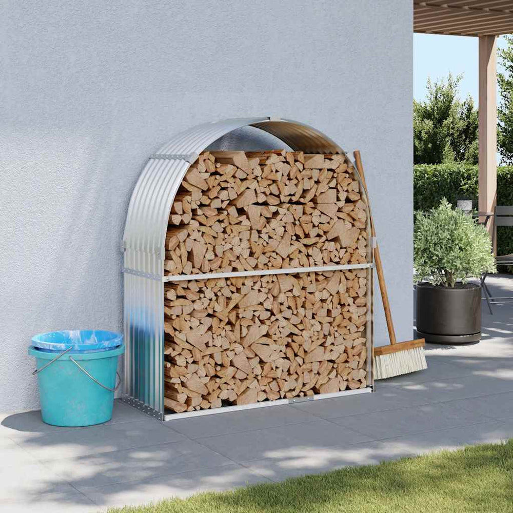 Kaminholzregal Silber Verzinkt 120x45x140cm