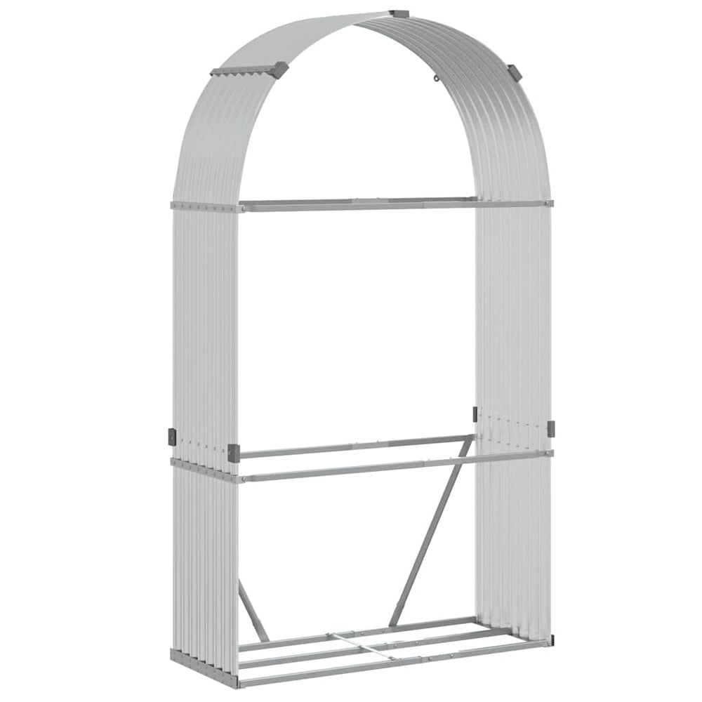 Kaminholzregal Silber Verzinkt 120x45x210cm