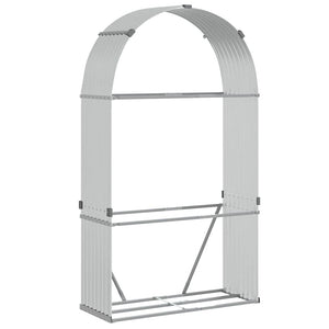 Kaminholzregal Silber Verzinkt 120x45x210cm