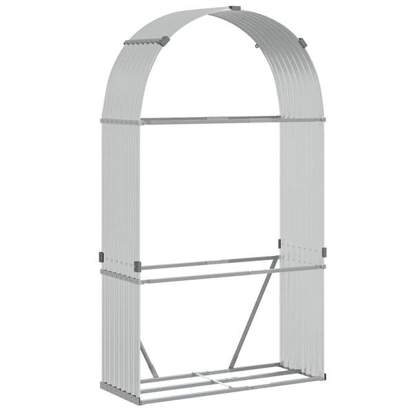 Kaminholzregal Silber Verzinkt 120x45x210cm