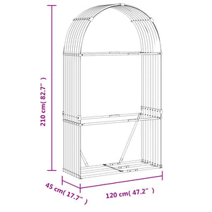 Kaminholzregal Silber Verzinkt 120x45x210cm
