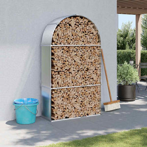 Kaminholzregal Silber Verzinkt 120x45x210cm