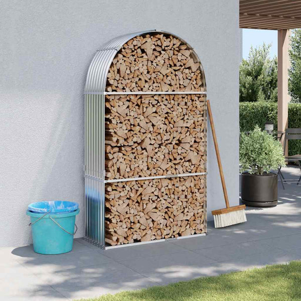 Kaminholzregal Silber Verzinkt 120x45x210cm