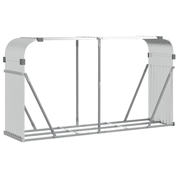 Kaminholzregal Silber Verzinkt 180 cm