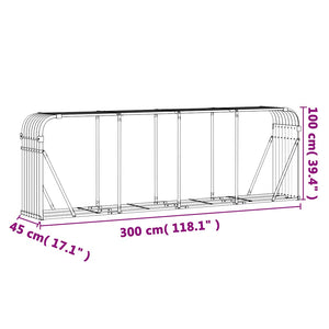 Kaminholzregal Silber Verzinkt 300 cm