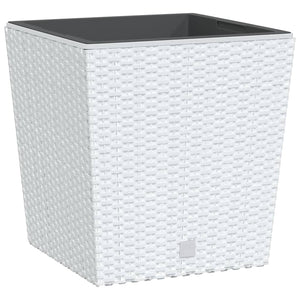 vidaXL Jardinière avec bac amovible Blanc 21/32 L en rotin PP