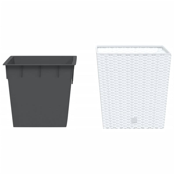 vidaXL Jardinière avec bac amovible Blanc 21/32 L en rotin PP
