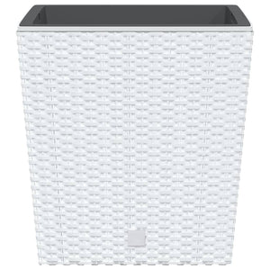 vidaXL Jardinière avec bac amovible Blanc 21/32 L en rotin PP