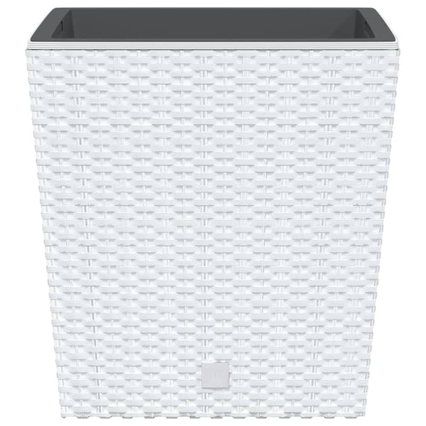 vidaXL Jardinière avec bac amovible Blanc 21/32 L en rotin PP
