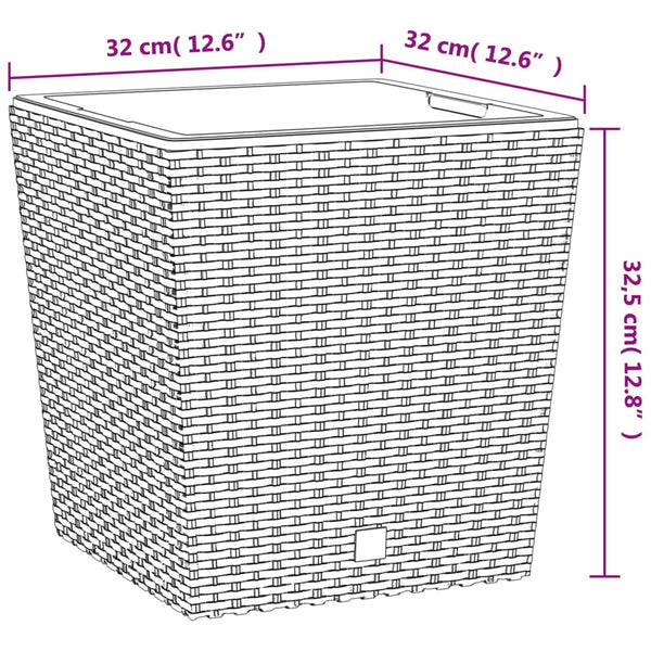 vidaXL Jardinière avec bac amovible Blanc 21/32 L en rotin PP