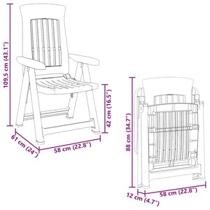 Verstellbare Gartenstühle, 2er-Set, Weiß