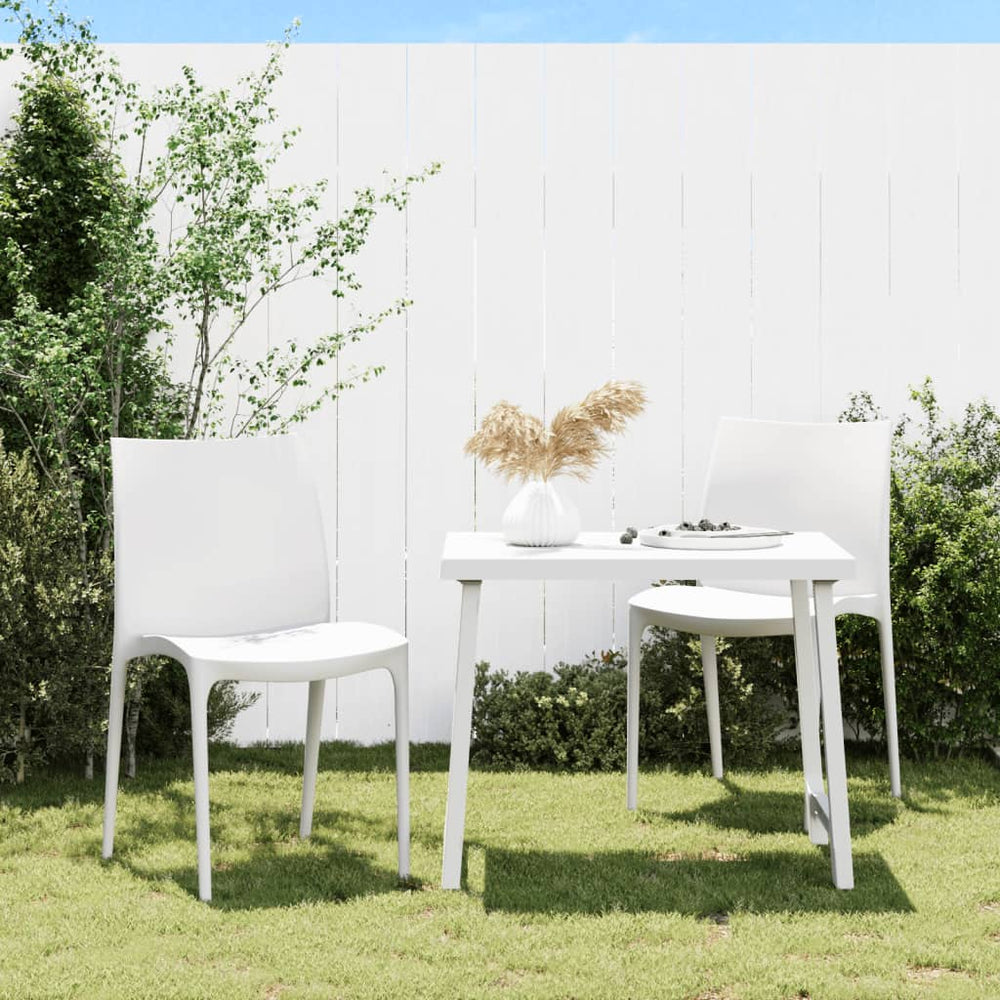 Gartenstühle 2er Set Weiß Polypropylen