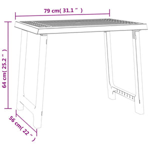 Campingtisch Weiß Holzoptik 79x56 cm