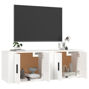 Weiße TV-Wandschränke, 2er-Set, 57 cm