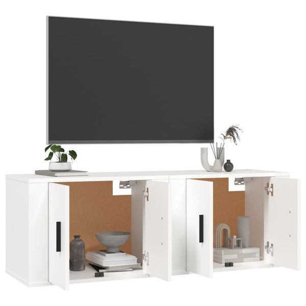 Weiße TV-Wandschränke, 2er-Set, 57 cm