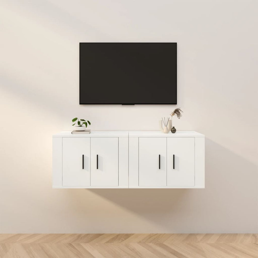 Weiße TV-Wandschränke, 2er-Set, 57 cm
