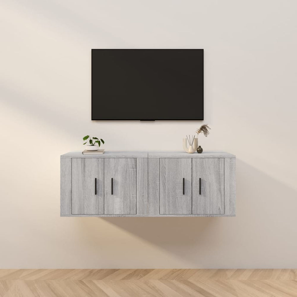 Meubles TV muraux vidaXL 2 pcs Gris Sonoma 57x34,5x40 cm