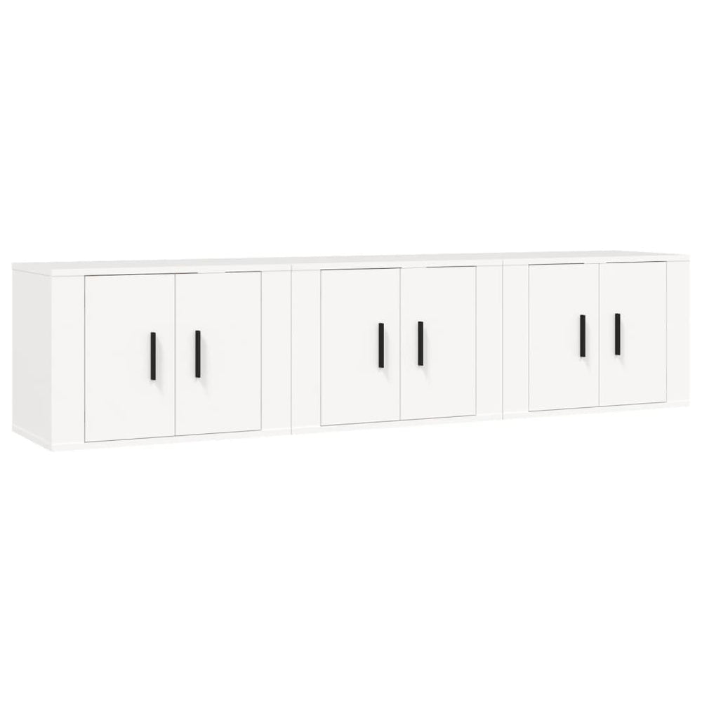 Weiße TV-Wandschränke, 3er Set