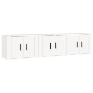 Weiße TV-Wandschränke, 3er Set