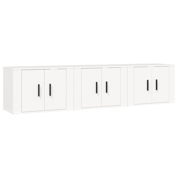 Weiße TV-Wandschränke, 3er Set