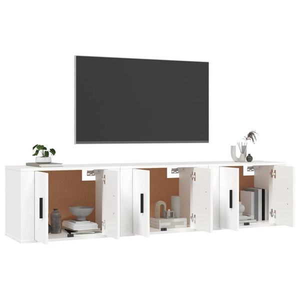 Weiße TV-Wandschränke, 3er Set