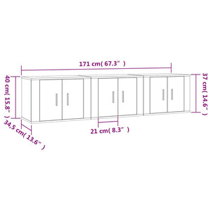 Weiße TV-Wandschränke, 3er Set