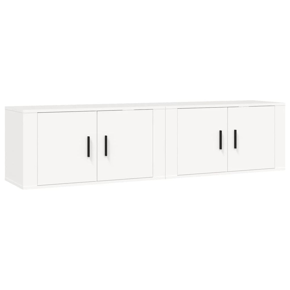 Weiße TV-Wandschränke, 2er-Set – 80 cm