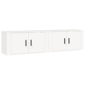 Weiße TV-Wandschränke, 2er-Set – 80 cm