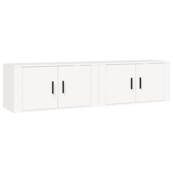 Weiße TV-Wandschränke, 2er-Set – 80 cm