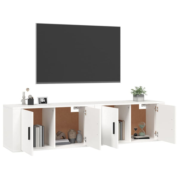 Weiße TV-Wandschränke, 2er-Set – 80 cm