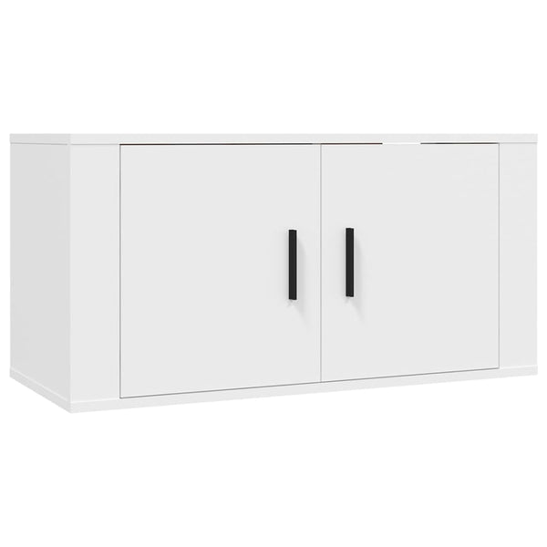Weiße TV-Wandschränke, 2er-Set – 80 cm
