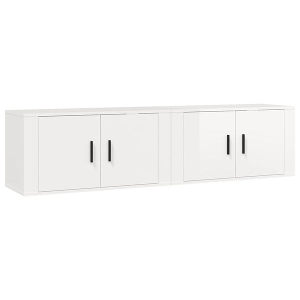 TV-Wandschränke, Hochglanz Weiß, 2er Set