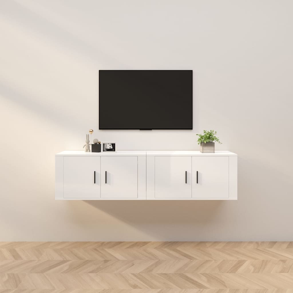 TV-Wandschränke, Hochglanz Weiß, 2er Set