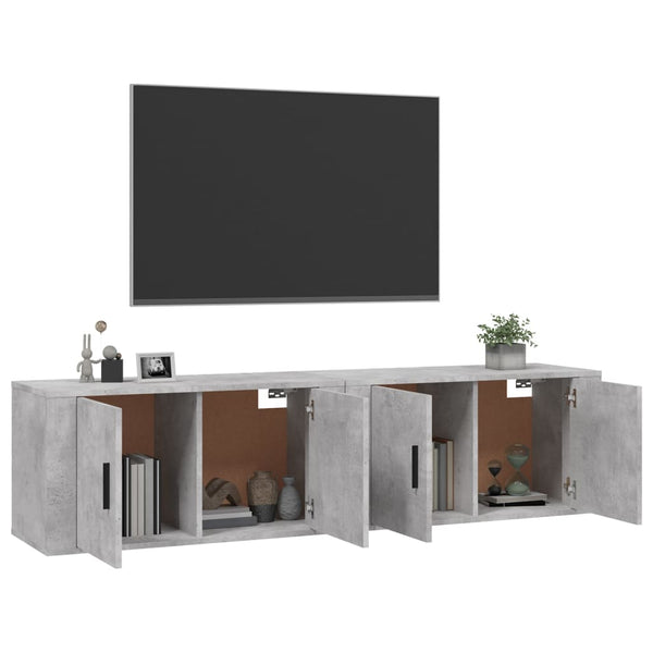 TV-Wandschränke, Betongrau, 2er-Set