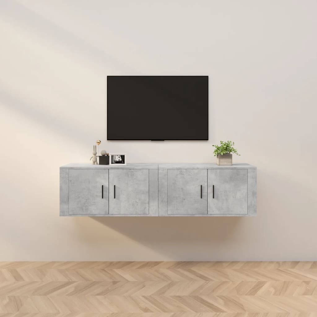 TV-Wandschränke, Betongrau, 2er-Set