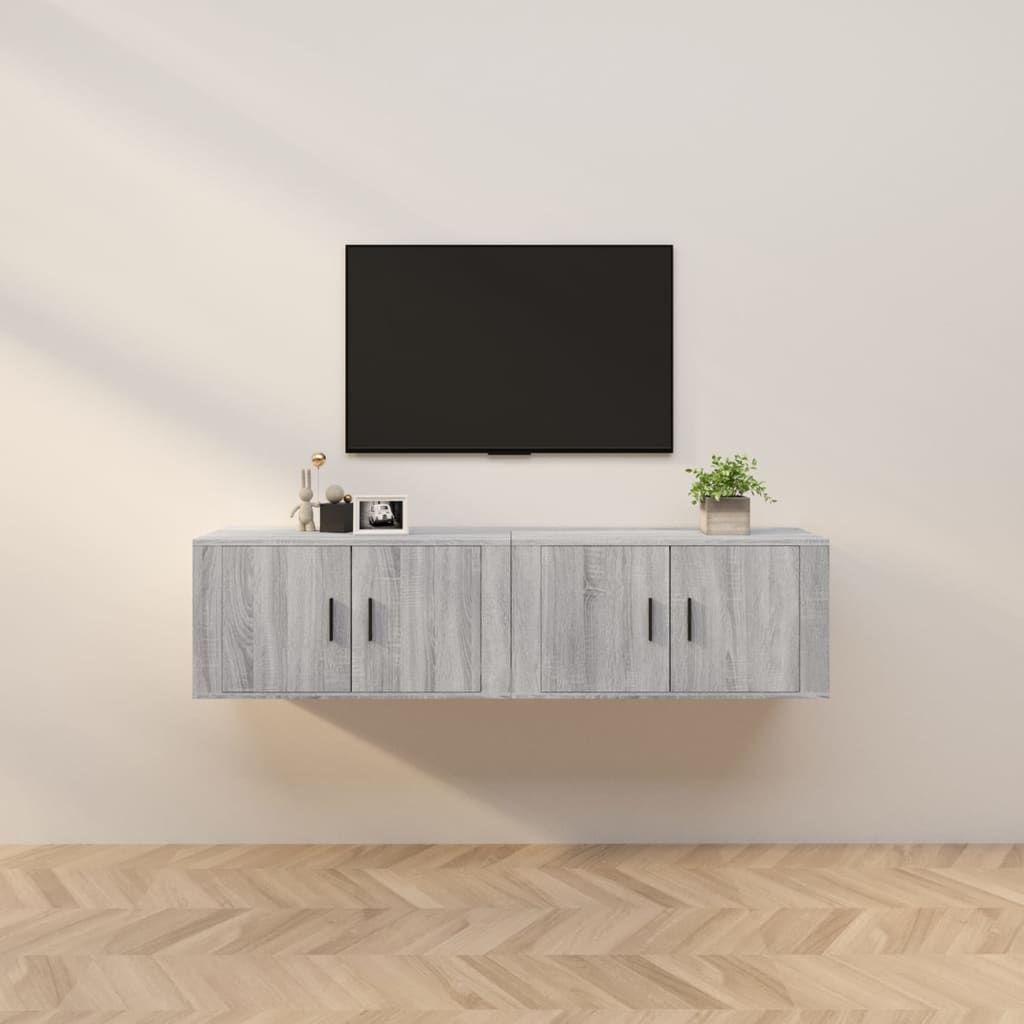 TV-Wandschränke Grau Sonoma 80 cm, 2er-Set