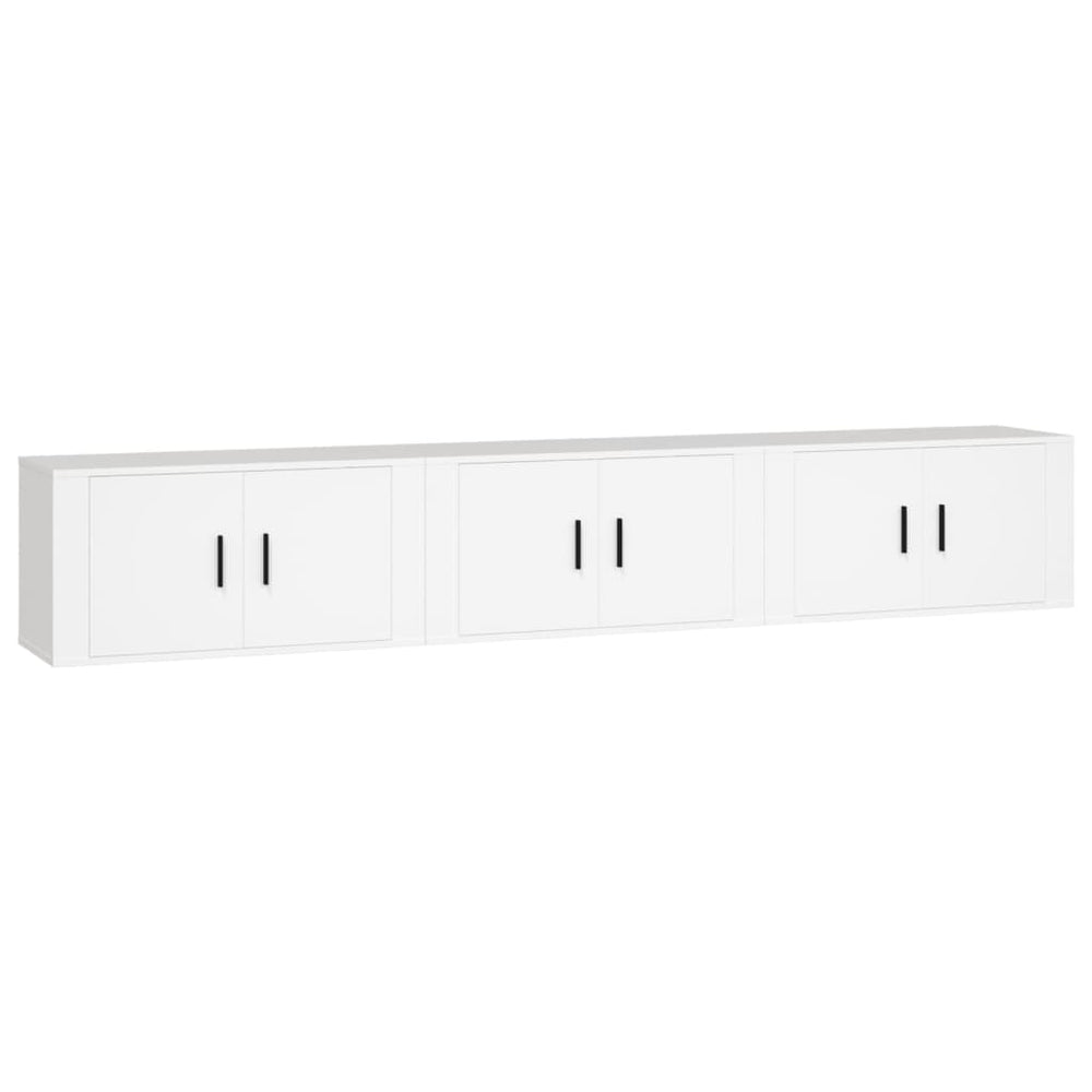 Weiße TV-Wandschränke, 3er Set, 80 cm