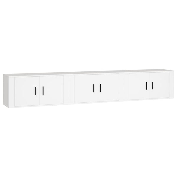 Weiße TV-Wandschränke, 3er Set, 80 cm
