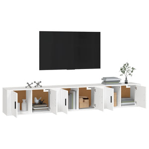 Weiße TV-Wandschränke, 3er Set, 80 cm