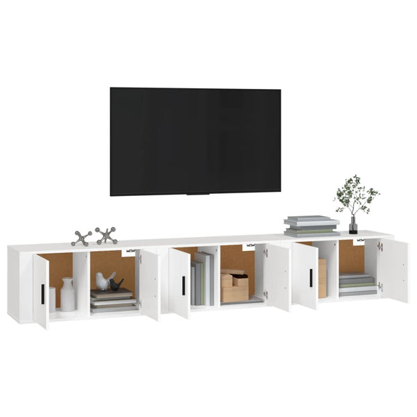 Weiße TV-Wandschränke, 3er Set, 80 cm