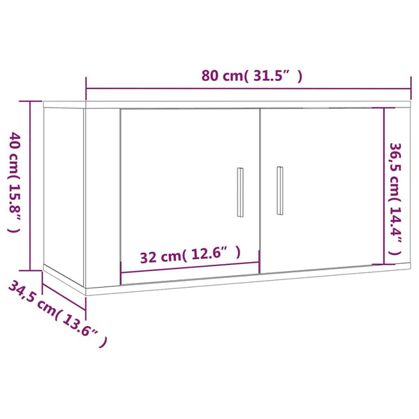 Weiße TV-Wandschränke, 3er Set, 80 cm