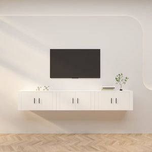 Weiße TV-Wandschränke, 3er Set, 80 cm
