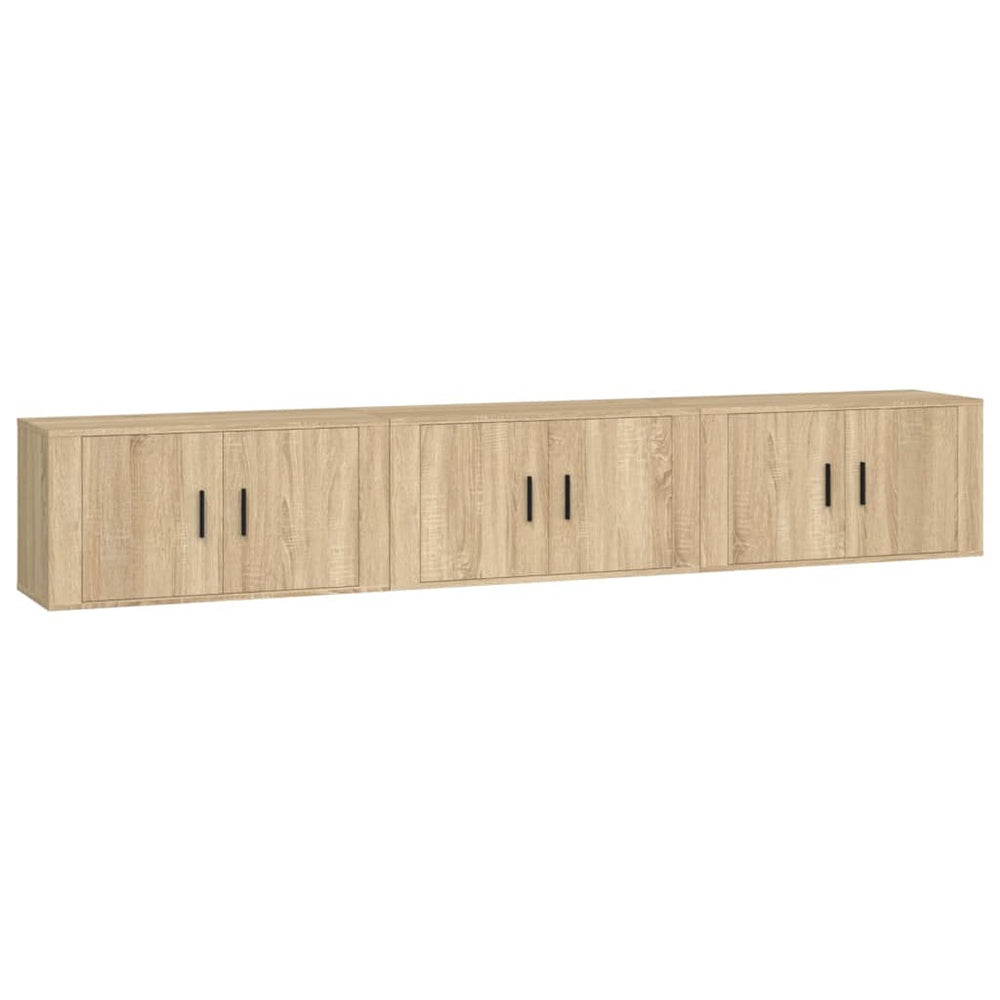 TV-Wandschränke 3er Set Sonoma-Eiche 80 cm